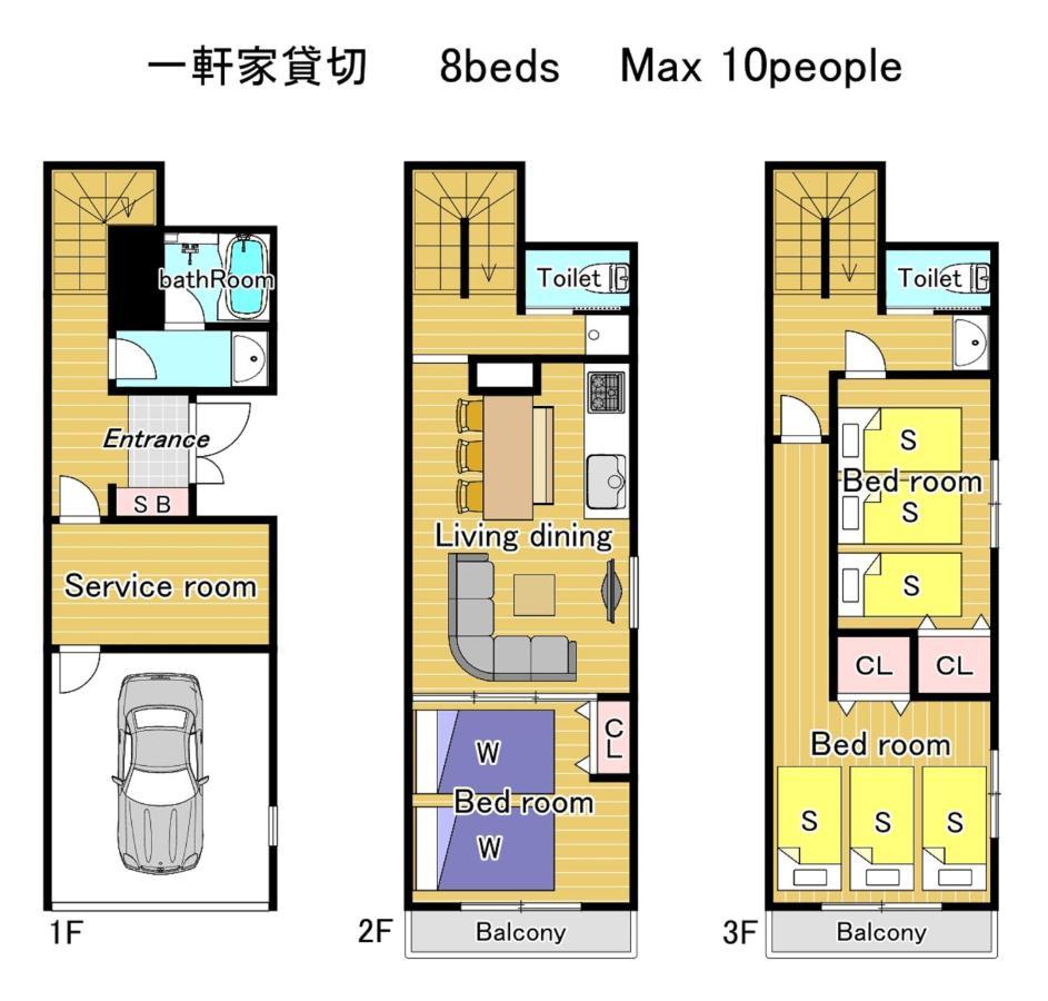 Naos House Osaka 4 New Open 一軒家貸切 Villa Luaran gambar